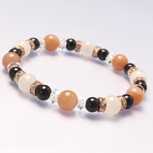 オレンジ・ブルームーンストーン デザインブレスレット