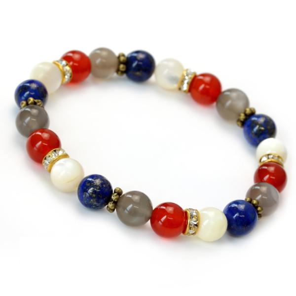 マザーオブパール・トリコロール デザインブレスレット