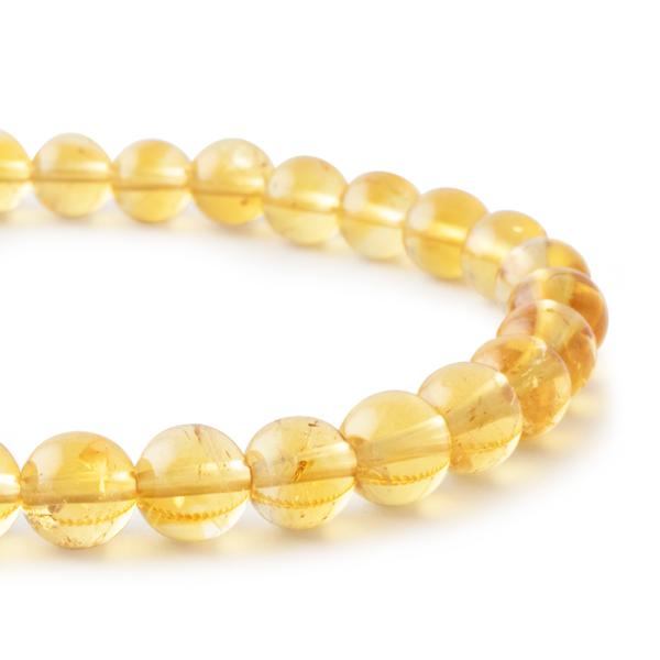 【一点もの】シトリン6mm シンプルブレスレット【鑑別書付き】 パワーストーン/天然石/ギフト