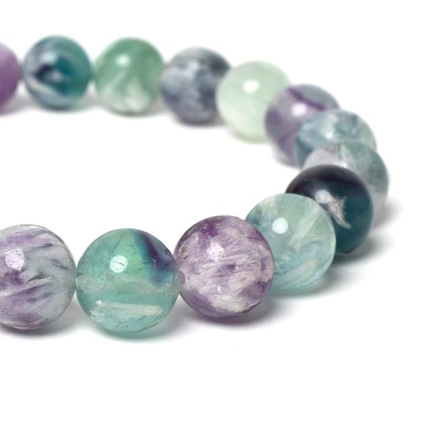 白い羽根状の神秘【一点もの】エンジェルフェザーフローライト10mm シンプルブレスレット