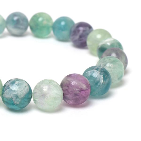 白い羽根状の神秘【一点もの】エンジェルフェザーフローライト10mm シンプルブレスレット