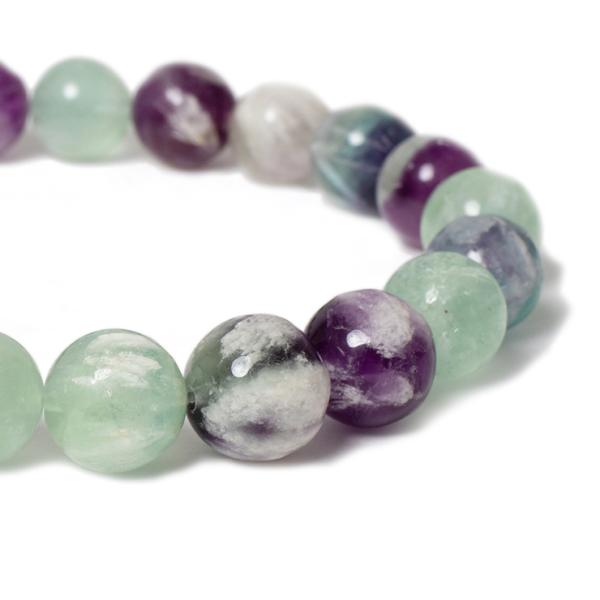 白い羽根状の神秘【一点もの】エンジェルフェザーフローライト10mm シンプルブレスレット