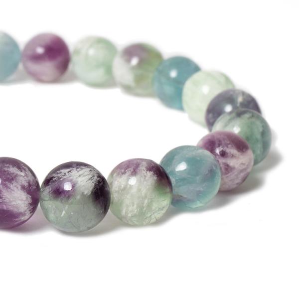 白い羽根状の神秘【一点もの】エンジェルフェザーフローライト10mm シンプルブレスレット