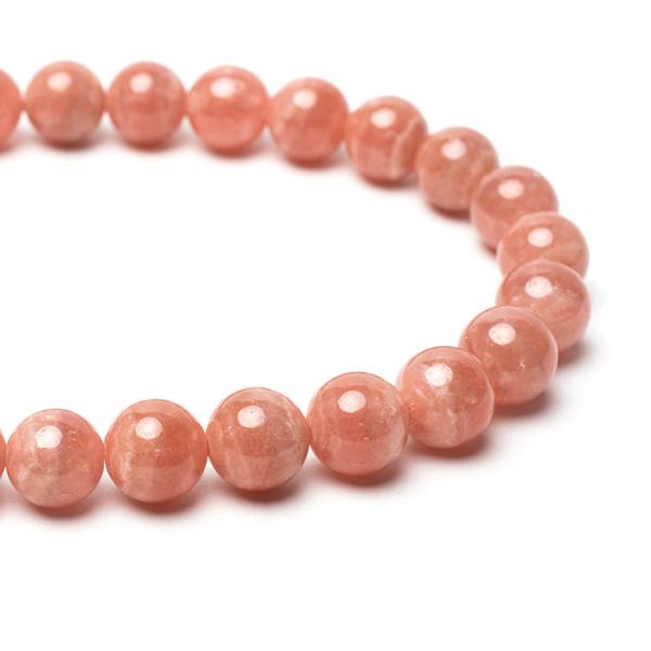 【一点もの】インカローズ（縞あり）7mm シンプルブレスレット【鑑別書付き】