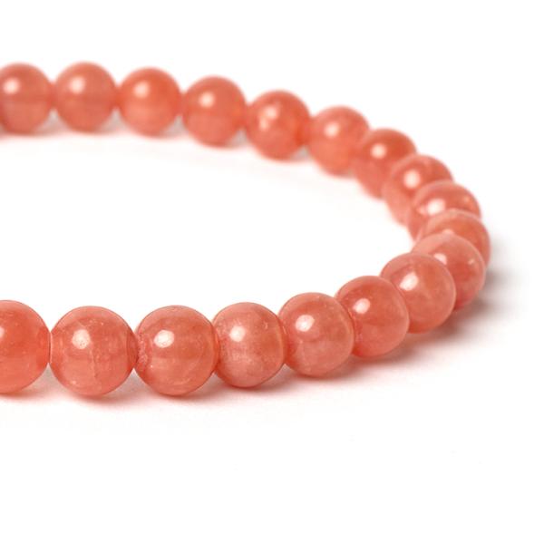 【一点もの】インカローズ（縞なし）6mm シンプルブレスレット【鑑別書付き】