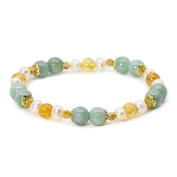 【一点もの】糸魚川翡翠・インペリアルトパーズ デザインブレスレット