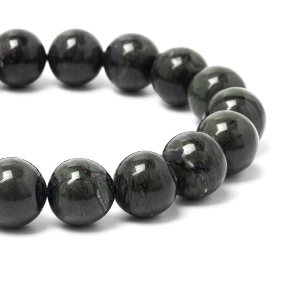 北海道の大地が生み出す霊石【一点もの】神居古潭石 織部 12mm  シンプルブレスレット