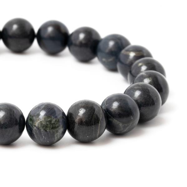 北海道の大地が生み出す霊石【一点もの】神居古潭石 濃藍 10mm  シンプルブレスレット