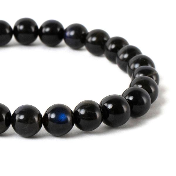 【一点もの】ブラックラブラドライト8mm シンプルブレスレット【鑑別書付き】