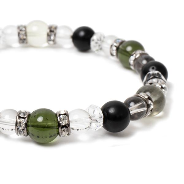 隕石が生み出した天然ガラス【一点もの】宇宙石 デザインブレスレット