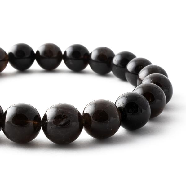 【一点もの】山梨黒水晶 10mm シンプルブレスレット【鑑別書付き】 パワーストーン/天然石/ギフト