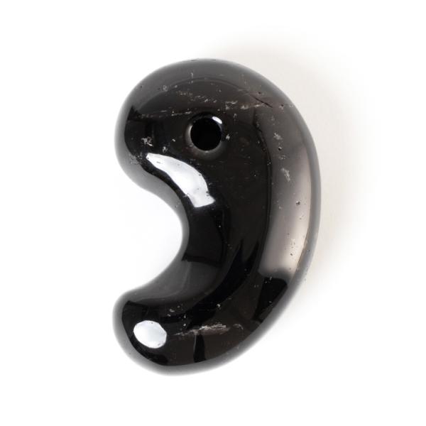 【一点もの】勾玉 山梨黒水晶 40mm【鑑別書付き】