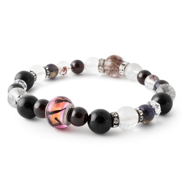 【一点もの】ベネチアンビーズ・レッドルチル デザインブレスレット