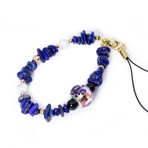 【一点もの】ベネチアンビーズ・ラピスラズリ デザインストラップ