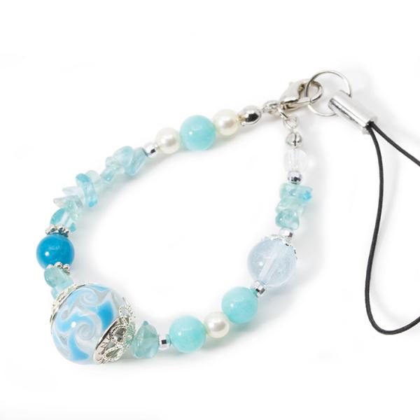 【一点もの】ベネチアンビーズ・ブルートパーズ デザインストラップ