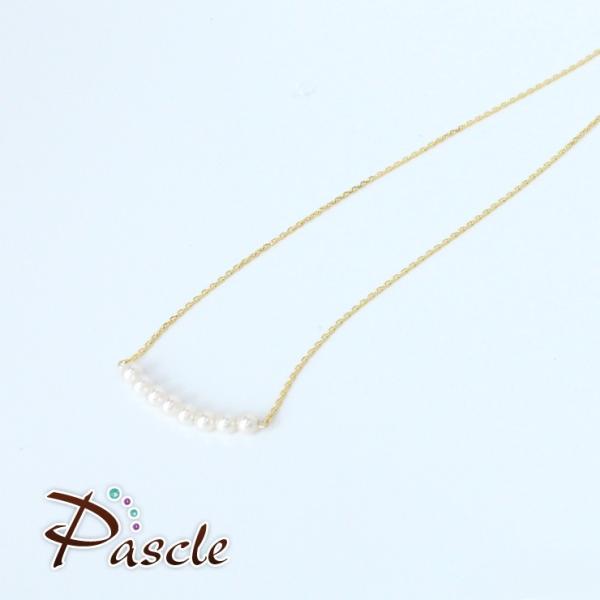 4mmホワイト貝パール チェーンネックレス（14KGF）