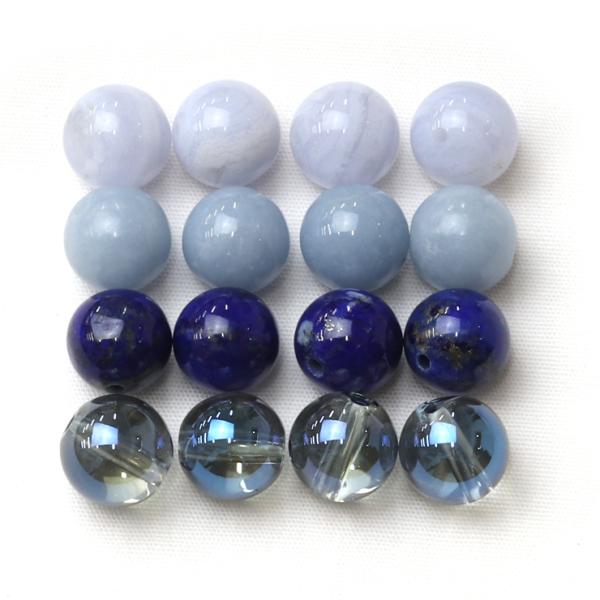 【パック】ブルーカラー天然石セット 8mm（4カラー各4粒）