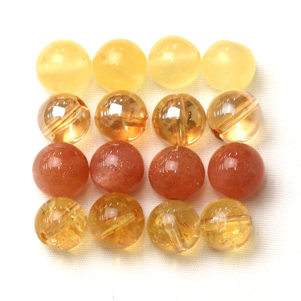 【パック】イエローカラー天然石セット 8mm（4カラー各4粒）