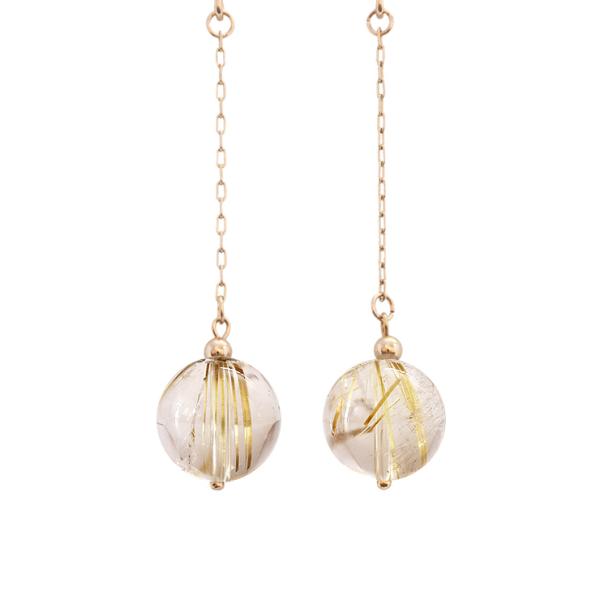 ゴールドルチルクォーツ ピアス