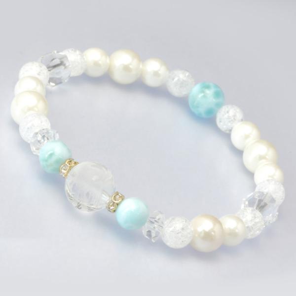 四神・パールレディースブレスレット ラリマー