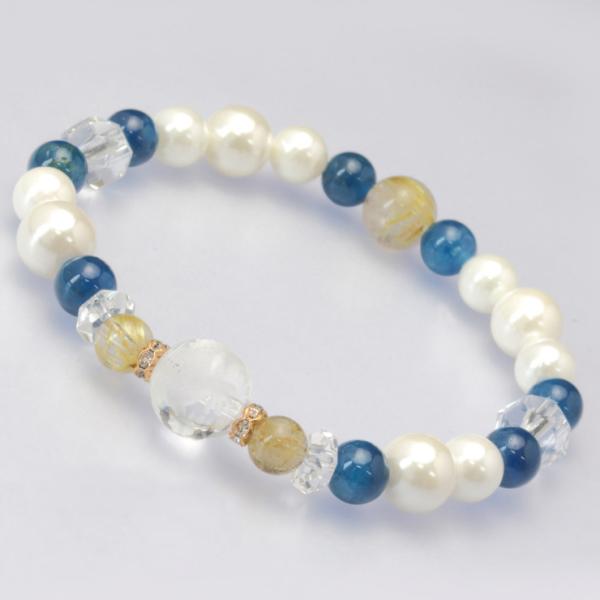 四神・パールレディースブレスレット ルチルクォーツ
