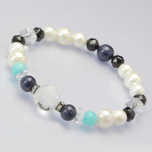 四神・パールレディースブレスレット サファイア・スピネル