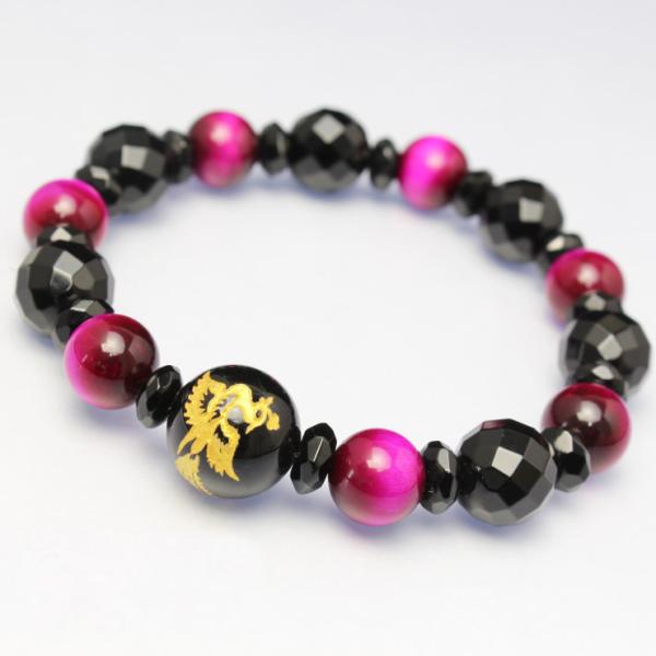 朱雀 ピンクタイガーアイ デザインブレスレット