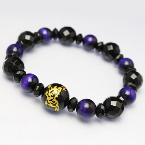 白虎 パープルタイガーアイ デザインブレスレット