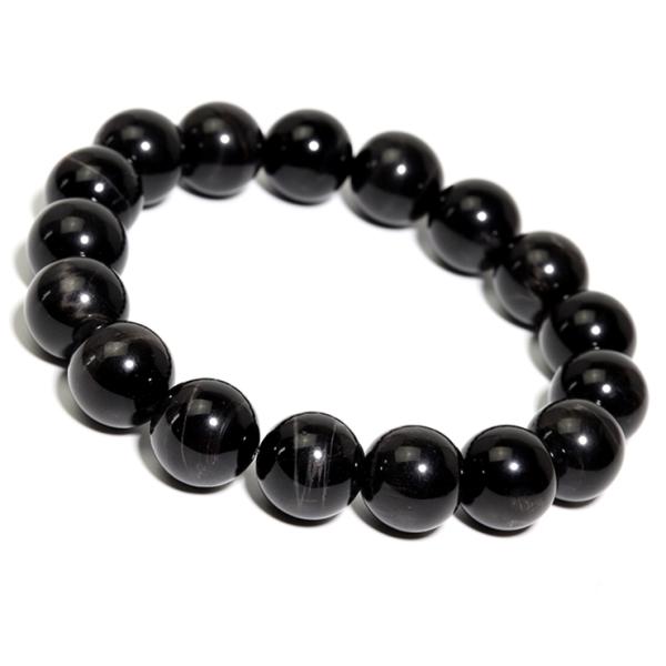 ブラックタイガーアイ12mm シンプルブレスレット