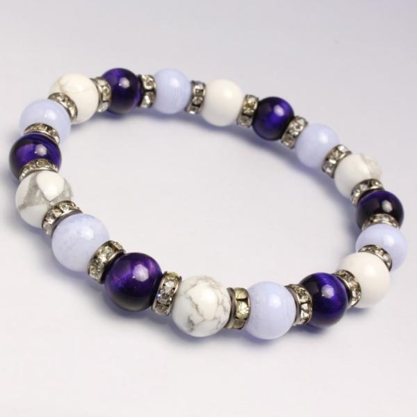 パープルタイガーアイ・ハウライト デザインブレスレット