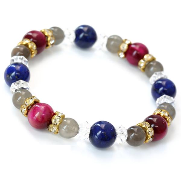ピンクタイガーアイ・ラピスラズリ デザインブレスレット
