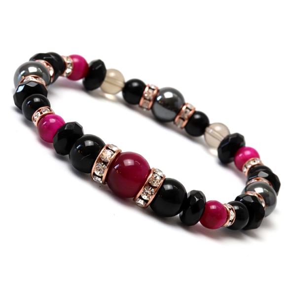 ピンクタイガーアイ・ブラックオニキス デザインブレスレット