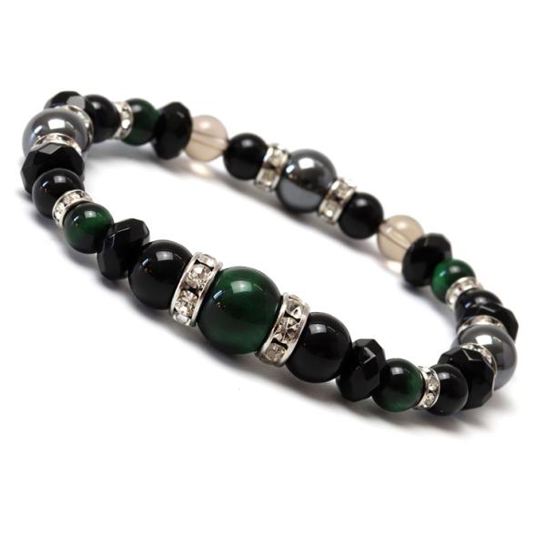 グリーンタイガーアイ・ブラックオニキス デザインブレスレット