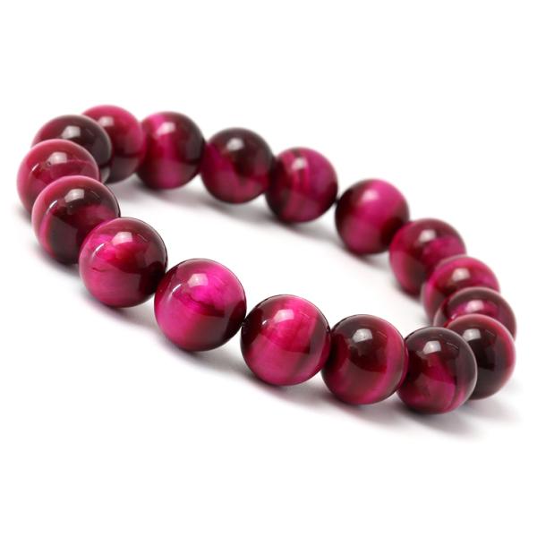 ピンクタイガーアイ12mm シンプルブレスレット