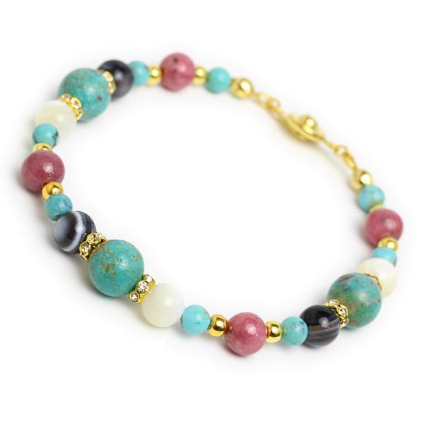 ターコイズ・マザーオブパール デザインブレスレット