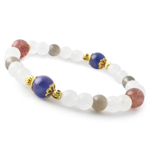 タンザナイト・ストロベリーアベンチュリン デザインブレスレット パワーストーン/天然石/ギフト