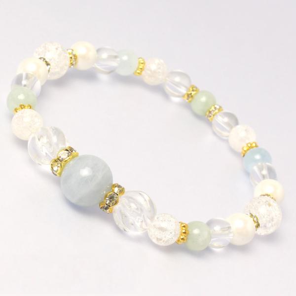 【winQ】アクアマリン デザインブレスレット