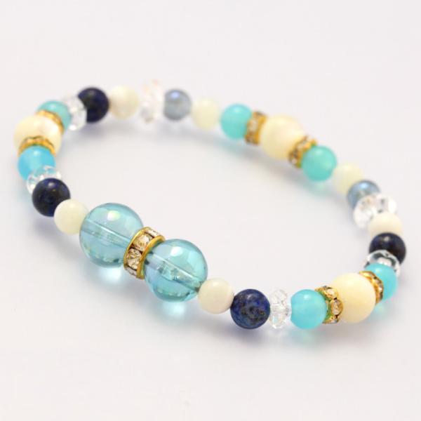 【winQ】リボンカラーブレスレット アクアオーラ