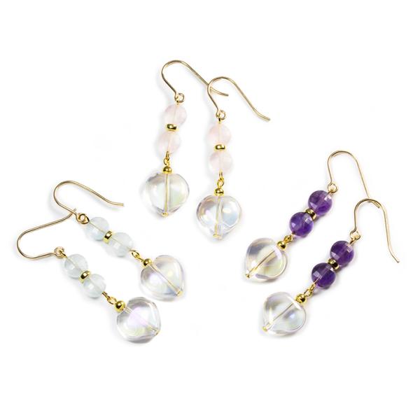 【winQ】レインボークォーツ ハートピアス