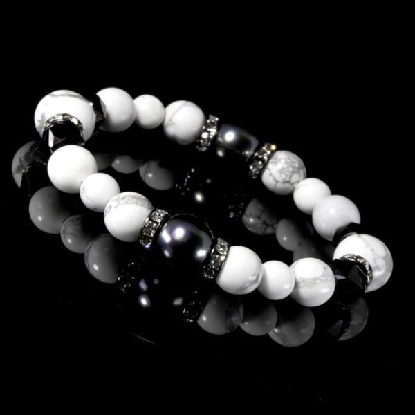 【X.G】ブラック貝パール メンズブレスレット