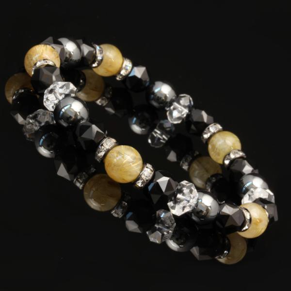 【X.G】ブラックスピネル・ゴールドルチルクォーツ