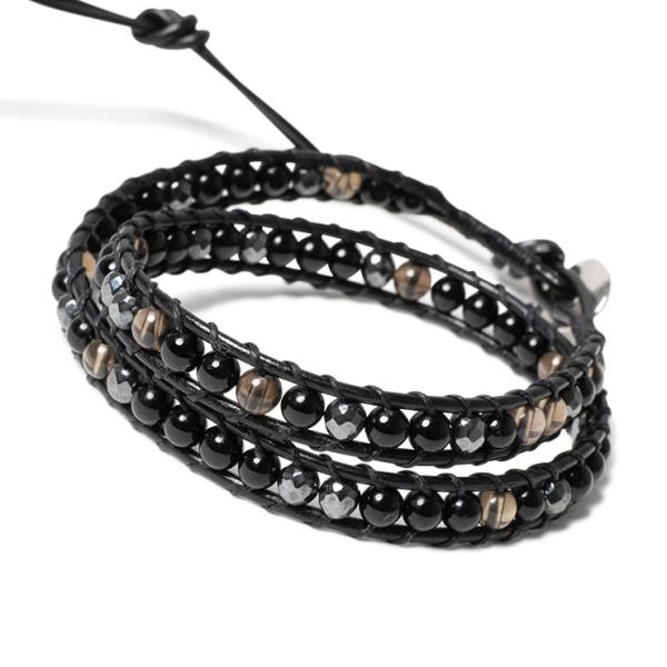 【X.G】メンズラップブレスレット・ブラックカラー