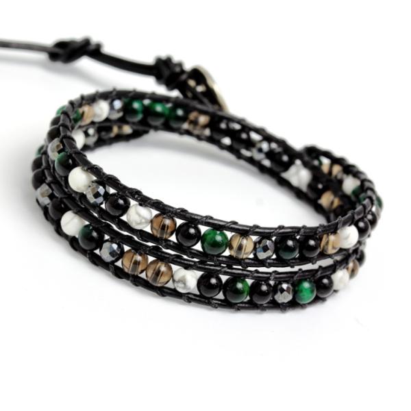 【X.G】メンズラップブレスレット・グリーンカラー