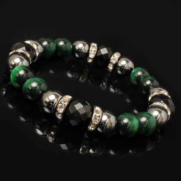 【X.G】ブラックオニキス・グリーンタイガーアイ メンズブレスレット