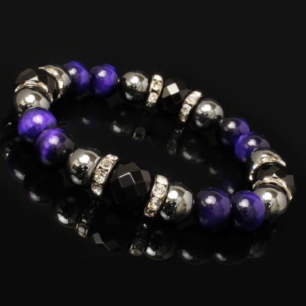 【X.G】ブラックオニキス・パープルタイガーアイ メンズブレスレット