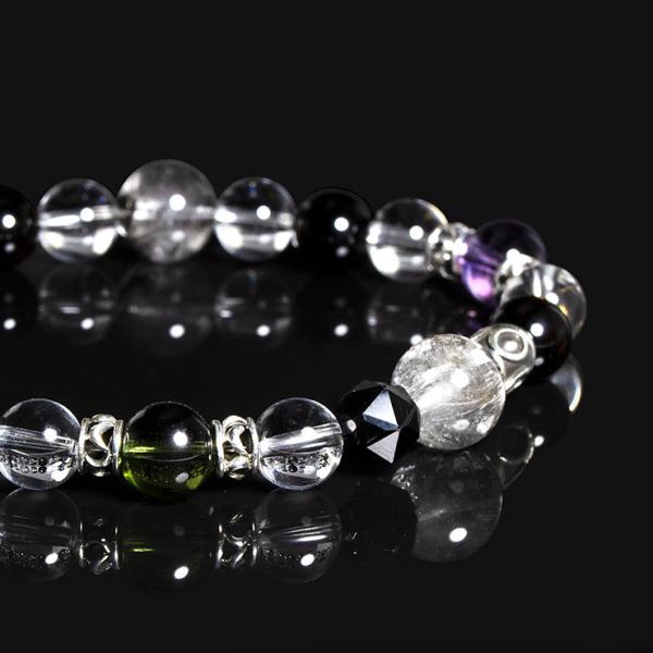 【X.G 一点もの】モルダバイト・プラチナルチルクォーツ デザインブレスレット【鑑別書付き】