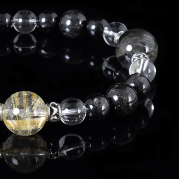 【ブレスレット メンズ】【一点もの】タイチンルチル・プラチナルチル/パワーストーン 金運/ギフト