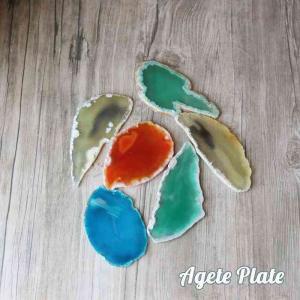 瑪瑙 アゲートプレート 青 ワンコイン 1枚 天然石 台座 飾り