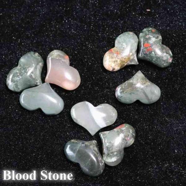 ブラッドストーン クォーツ ぷっくり きゅん ミニ ハート 握り石 置物 インテリア 天然石 プレゼ...