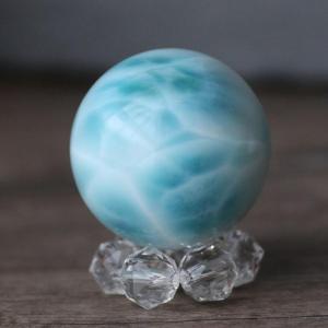 1点物】大珠◇瑞々しい艶感 ラリマー 28mm 丸玉(台座付き) スフィア